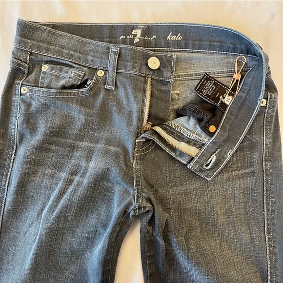 7 For All Mankind Kate Grey Rainbow Stitching Slim Denim Jeans Size 14 - Picture 9 of 16